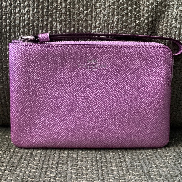 Handbags - Coach Metallic Lilac Wristlet